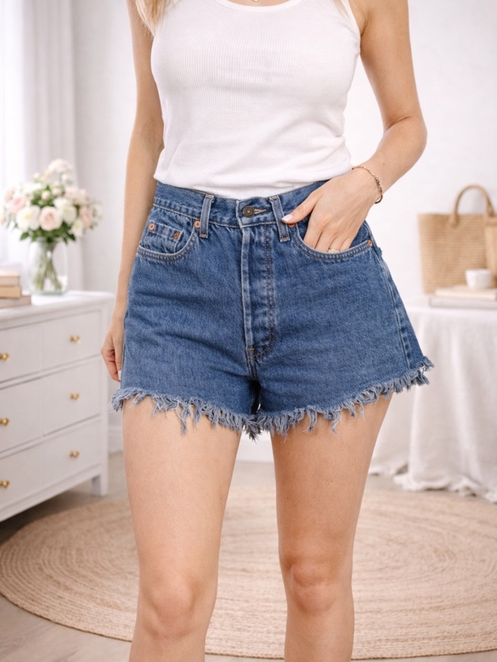 Vintage Levi’s 618 Orange Tab Cutoff Shorts High Rise Y2K Denim Festival Summer